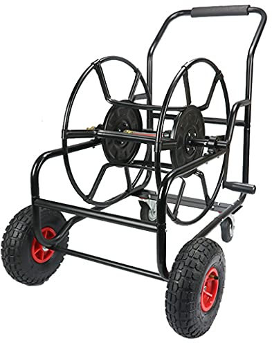4-Rad Gartenschlauchrolle Wagen Tragbarer Schlauchwagen Wandhalterung Wasserrohr Lagerregal Spule Gartenwerkzeug Zubehör Hält 80 M 3/2 Zoll Schlauch (Farbe: Schwarz, Größe: 66 * 100 * 90 cm)