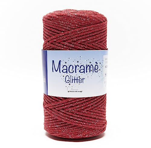 woolove - Macramé Glitter - Hilo de algodón para ganchillo, cordón brillante, efecto brillo, ideal para accesorios de hierro/ganchillo: 3,5/5,00 250 gr