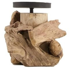Seaside No. 64 – Candelabro realizzato a mano in pezzi di legno naturale e metallo – portacandele – design marittimo – per candele a pilastro – pezzo unico