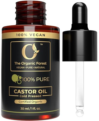 Plant Based Castor Oil – Pure Organic Cold Pressed Carrier Oil for Hair, Eyelashes, Eyebrows & Skin Care – For Deep Moisturization and Nourishment | Hexane Free