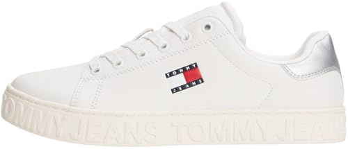 Tommy Jeans Tjw Logo Outsole Sneaker Ess En0En02703, Basso Top, Donna, Bianco (Ecru/Silver), 40 EU