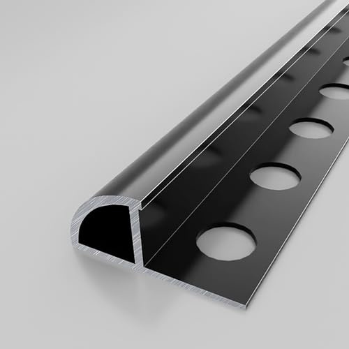 Raouoae Profilo Per Piastrelle 125CM, 2 Pezzi, Strisce Protezione Bordi A Quarto Di Cerchio Per Uso Interno, Resistente, Per Ufficio, Scuola, Hotel(Black,12mm)