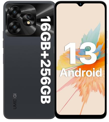 UMIDIGI A15 Handys NFC, 16GB+256GB(Bis zu 2TB) Handy, 64MP+16MP, 6,7 HD+Display, 5000mAh+20W Schnelles Laden, Android Smartphone 4G Dual SIM Simlockfreie Handys-Schwarz
