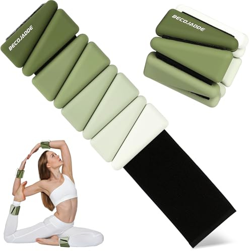BECOJADDE Ankle Weights Set of 2 (0.45 kg/0.9 kg Each) for Women Men Adjustable Silicone Wrist Weights Wearable Arm & Leg Weights for Home Pilates Walking Workout Yoga