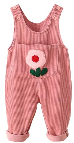 Happy Cherry - Salopette pour Bébé Garçon Fille Combinaison en Velours Côtelé Enfants Tout-petits Pantalon une Pièce avec Bretelles Nouveau-né pour Printemps Automne Hiver - 12-18 Mois - Rose Fleurs