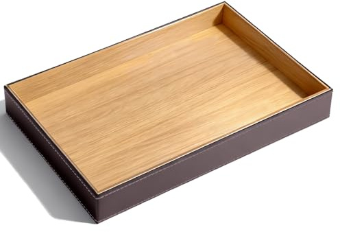 Klyrith Vassoio vuoto tascabile, in similpelle (30 x 20 x 4 cm), per ufficio, cassetto, comodino, per telefono, gioielli, chiavi, marrone