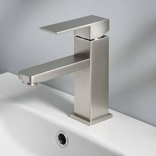 Mursche Wasserhahn Bad Waschtischarmatur Waschbecken - Armatur Hochdruck Warm und Kaltwasserhahn Edelstahl Mischbatterie Badarmatur für Badezimmer WC Spül Gebürstet Nickel