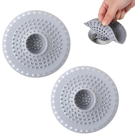 2 Piezas Silicona Atrapa Pelos Ducha con Ventosa, Filtro de Cabello Plegable, Filtro Desague Ducha Pelo, Colador Fregadero Cocina, Universal Coladores de Drenaje para Baño, Cocina, Bañera, Lavabo