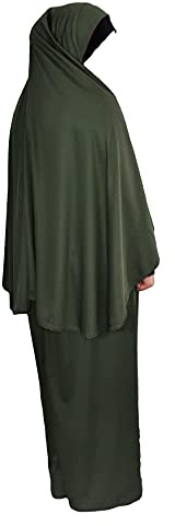 Inissia Ensemble de 2 pièces pour la prière foulard Khimar et jupe en lycra extensible pour usage quotidien/maison/travail/voyage/hajj/umrah/mosquée/madrassa Taille unique