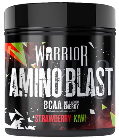 Warrior Amino Blast BCAA-Pulver 270 g (Erdbeer-Kiwi) – Aminosäuren-Supplement mit Koffein, Taurin, Glutamin– zucker- & kohlenhydratfrei – Pre- & Intra-Workout Drink für Muskelaturaufbau & Energie