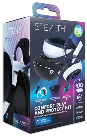 STEALTH Comfort Play & Protect Kit för PS VR2 - med linsskydd i silikon, skyddshölje i silikon, rengöringsduk i mikrofiber, handtag i silikon för touchkontroll