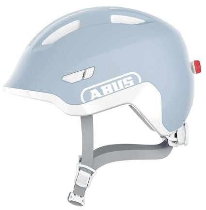 ABUS Kinderhelm Smiley 3.0 ACE LED - Fahrradhelm mit Licht - Tiefe Passform & Platz für einen Zopf - für Mädchen und Jungs - Pure Aqua, Größe M
