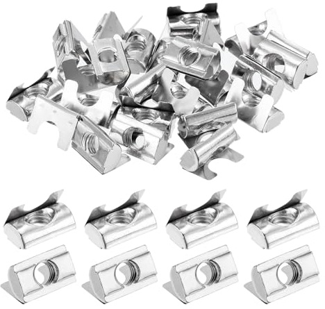 uxcell 20Pcs M8 T Nut Roll in Spring T Nut 3030/4040 Series W/Spring Sheet