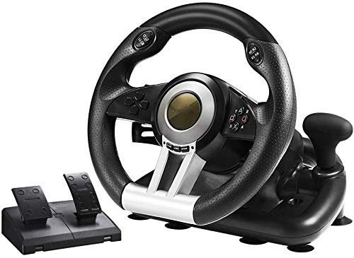 RajoNN Volant de Course, Volant de Course USB Universel à 180 degrés avec pédales pour PS3, PS4, X-One, Switch