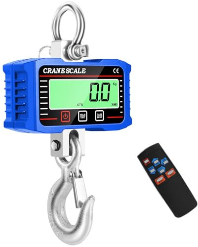 Bilancia sospesa con telecomando, 2000 kg, 4000 kg, bilancia elettronica per gru con sensore preciso e display LCD, mini bilancia con gancio per azienda agricola, caccia (blu)