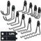 3-H Heavy Duty Garage Hooks 12 Pack, Utility All-Steel Storage Hooks with Anti-Slip Coating, Wall Mount Hooks for Hanging Ladders, Lawn Mower, Hose, Garden Tools (Grey)