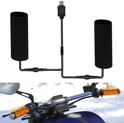 Heated Grips 1 par motorcykelvärmehandtag, värmehandtag skydd för motorcykel, handtag styrvärmare, IP67 vattentät, 6 växlar temperatur, 5 V styrvärmare för motorcykel/cykel/ATV, Motorcykel Tillbehör