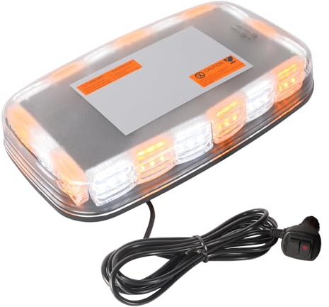 AOHEWEI Amber LED Stroboskop Varningsljus, 108 LED 10 Blinklägen Bil Nödvarningsljus, IP67 Vattentät med Magnetfäste för 12V/24V Alla Släpvagnar Lastbilar SUV Byggfordon