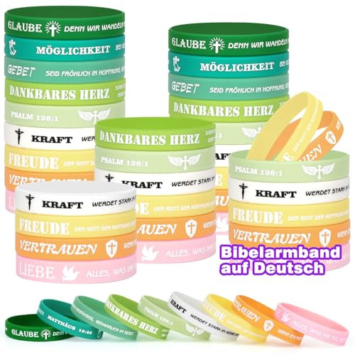 HONTIUS Bibelvers Silikon Armbänder auf Deutsch, 8'' Religiöse Bible Motivationsarmbänder Silikonarmband Jesus Gummi Elastische Armbänder Armband Gummiarmbänder Bulk Christliche Geschenke 9 Stück-D