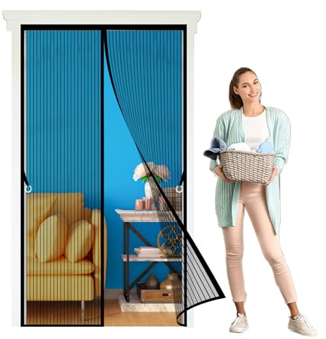 Zanzariere Magnetiche per Porte Finestre su Misura 142 x 230 cm Anti Zanzare Insetti Zanzariera Anti Insetti per Porta Finestra Balcone Soggiorno, Nero