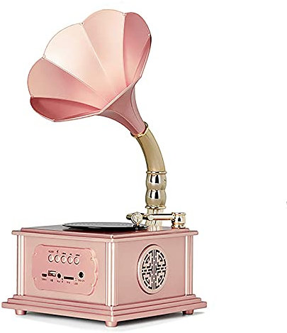Vintage fonograf retro skivspelare med inbyggda stereohögtalare – bärbar vinylskivspelare, Bluetooth