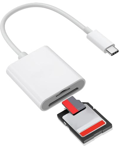 USB C SD Card Reader with Dual Slots - card reader for camera memory card-Universal Type-C Memory Card Adapter for iPhone 15/16, iPad, MacBook, Cameras & More