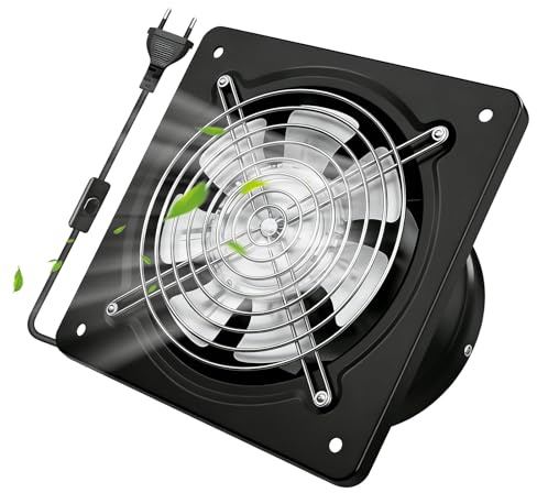 Extractor De Aire 150mm, 600m³/H Ventilador De Extracción De Cocina De Pared Ventilador De Extracción De Aire Con Válvula AntiRetorno, Enchufe E Interruptor, Metal Industrial Extractor Perhouse