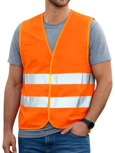 First Aid Only Warnweste Orange | Sicherheitsweste für Auto & Fahrrad nach EN ISO 20471:2013 | Reflektierende Weste für Erwachsene, Einheitsgröße, geprüft und Zertifiziert, waschbar | P-91912 00