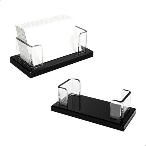 2 Piezas Porta Tarjetas de Visita, Tarjetas Soporte Acrilico,Soporte Para Tarjetas de Escritorio, Caja Tarjetas Visita para Hoteles, Oficina, Exposición, Se Adapta a 50-60 Tarjeta de Visita