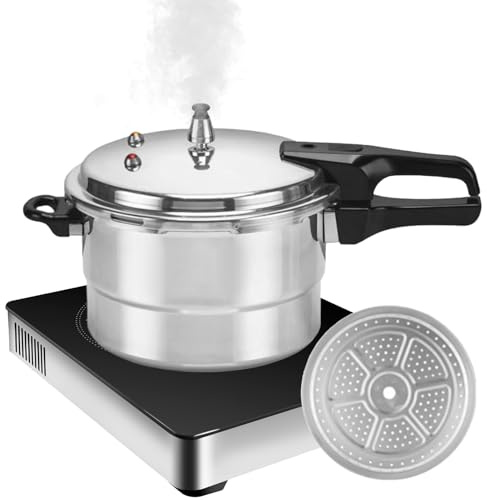 Pressure Cooker - 5L Grain Cooker with Steam Insert, Cooking Pot | Aluminum Alloy Cookware for Poultry, Meat, Vegetable, Seafood, Kitchen, Cook, Restaurant