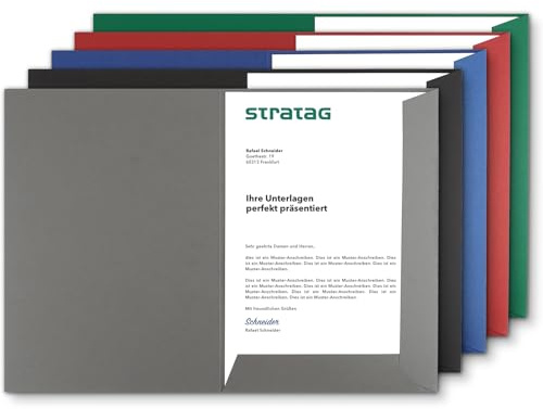 Präsentationsmappe A4 Steingrau (40 Stück) - sehr stabiler 350 g/m² Naturkarton - Dokumentenmappe A4 direkt vom Hersteller STRATAG - Urkundenmappe für Angebote, Exposés, Projekte & Geschäftsberichte