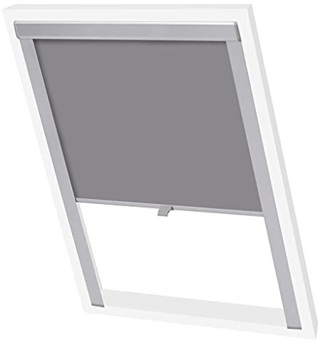 vidaXL Verdunkelungsrollo Dachfensterrollo Verdunkelung Klemmrollo Dachrollo Verdunklungsrollo Seitenzugrollo Grau FK06