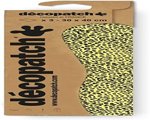 Decopatch C884C - A pocket of 3 sheets of paper - Printed patterns, fluo effect coat - 30x40 cm
