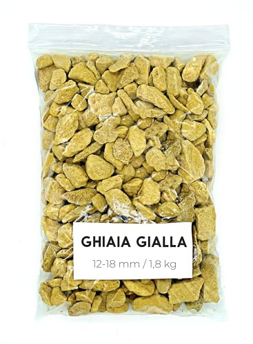Landare Grava Amarilla 1,8kg - Piedras Decorativas - Grava Acuario - Piedras Decorativas para Jarrones - Piedras Acuario y Peceras - Piedras para Macetas - Grava Jardin (12-18 mm)