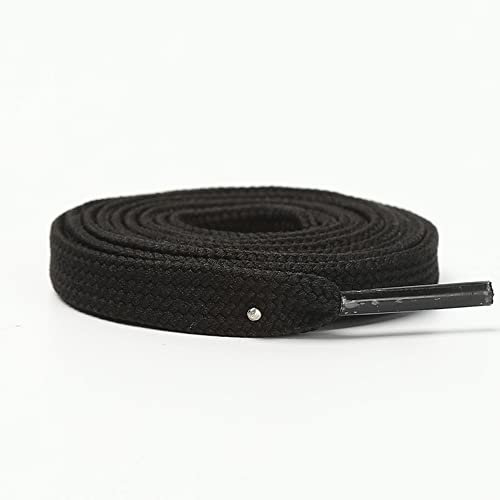 Duories 2 Paar 1cm Breit Doppelt Verdickte Flache Hohle Schnürsenkel,Sneaker Schnuersenkel,Ersatz Schnürsenkel für Turnschuhe Laufschuhe Sportschuhe Segeltuchschuhe Fussballschuhe,Schwarz,170cm