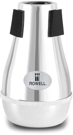 ROWELL Trombone Mute Silencer - Lightweight Silver ABS With High Density Sponge Interface for Teaching and Learning