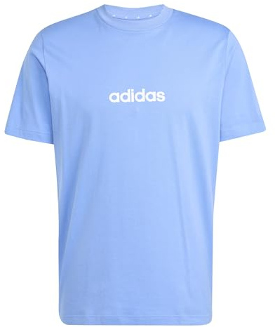 adidas Men's Essentials Linear Single Jersey TEE, Blue Fusion/White, 4XL Tall