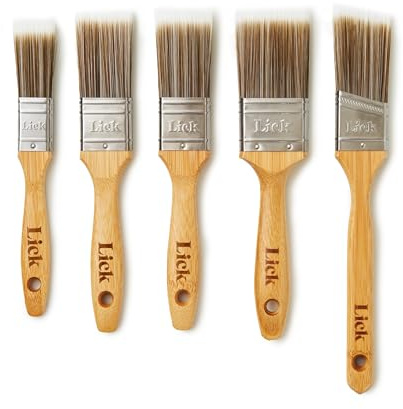 Lick Bamboo 5 Pack Paint Brush Set – Sustainable, Eco Paint Brushes, Small & Large Brushes, Gloss, Varnish, Emulsion, Paint Brush Set for Decorating, Soft Paintbrushes