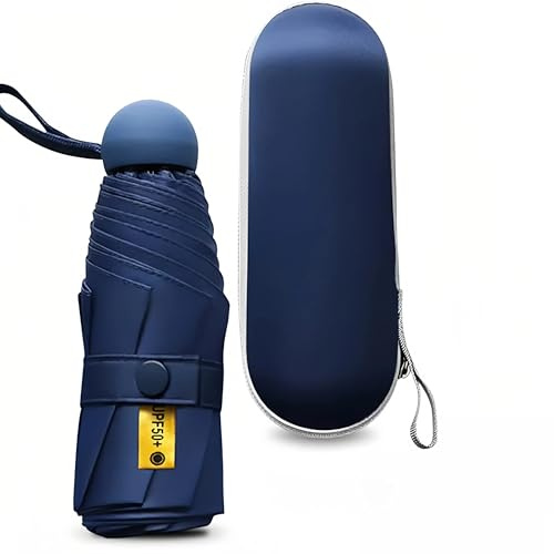Kiuiom Pieghevole Ombrello da Viaggio Portatile Compatto, Antivento Anti UV, Mini da Tasca Ultraleggero per Donne Uomini