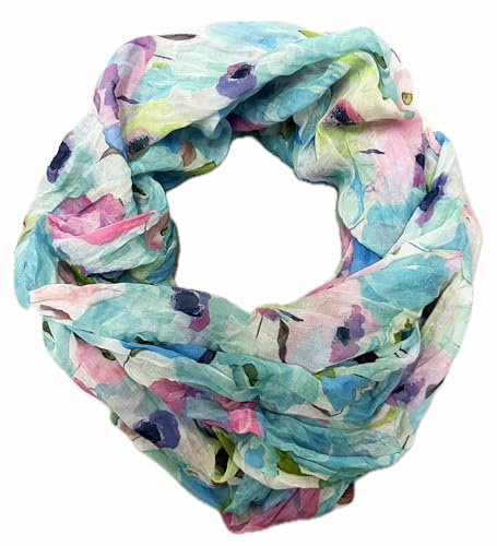 J26 Blommor mandala gradient cirkel silke sommar loop förlopp regnbåge silke enfärgad rund halsduk tubhalsduk stola halsduk lätt 2025 ny, Blomb mint, 165 x 50cm
