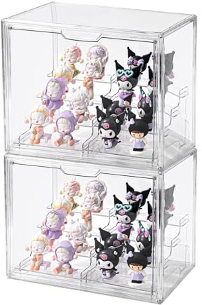 4Tier Display Case for Collectibles,Clear Display Box with 2 Stands ,Storage Container with Magnetic Door