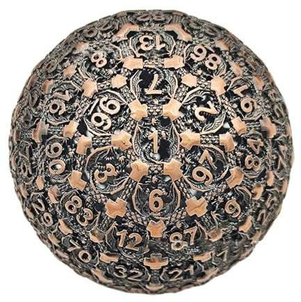 Dé de Jeu en métal à 100 Faces - Accessoire de Jeu de rôle (RPG) pour, Objet de Collection pour passionnés, Gadget et Robuste, Outil Indispensable pour Amateurs de