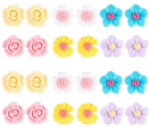 Spiritlele Flower Magnetic Earrings Set Clip on Non Piercing Fake Stud Earrings Pack for Women