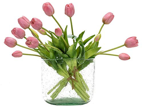 DUYONE 15pcs künstliche Tulpen Blumen, Real Touch Latex Bouquet, gefälschte Tulpen für Büro Hochzeit Party Home Küche Garten Dekoration(Hellviolett, 15 Stück)