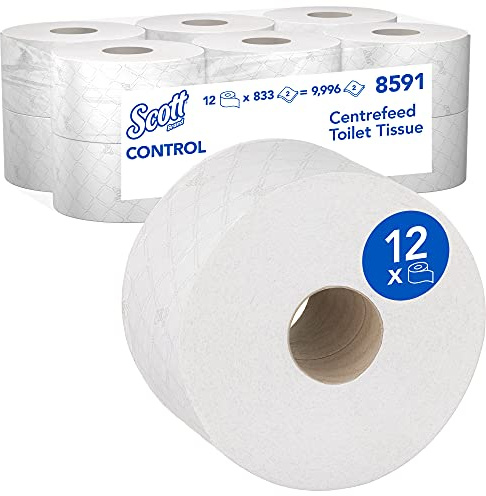 Scott Control Centrefeed Toilet Tissue 8591 - 2 Ply Toilet Paper - 12 Toilet Rolls x 833 (9,996 Total)