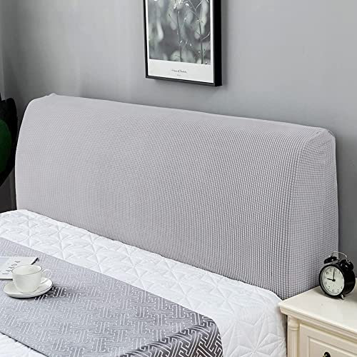 Stretch Kopfteilbezug für Bett - Dehnbare Saubdichte Schutzhülle, Husse, Abdeckung Cover für Gepolsterte Schlafzimmer Bettkopfteil - 190-210cm Hellgrau