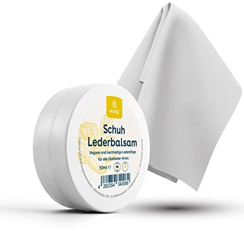 eco:fy veganes Schuh-Lederbalsam mit Microfasertuch Lederwachs Schuhwachs Lederpflege für alle Glattleder Schuhe 50ml