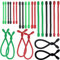 Roellgs 24 Stück Spiralbinder, 7,6 cm, 10,2 cm, 15,2 cm und 20,3 cm, Silikon-Kabelbinder, wiederverwendbarer Gummibandhalter zum Aufhängen von Drahtseilen