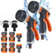Pistola de Riego(2-Pack), 8 Modos Pulverizar Ajustable Pistola de Agua de Alta Presión, Pistola de Agua, Pistola pulverizadora para Riego del Césped, Limpieza de Jardines-Aceras, (Naranja)