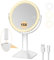 Specchio da trucco da 15 volte con illuminazione, con luce e 3 luci di colore, touch screen dimmerabile, per camera da letto, tavolo da toeletta, rotazione a 360°